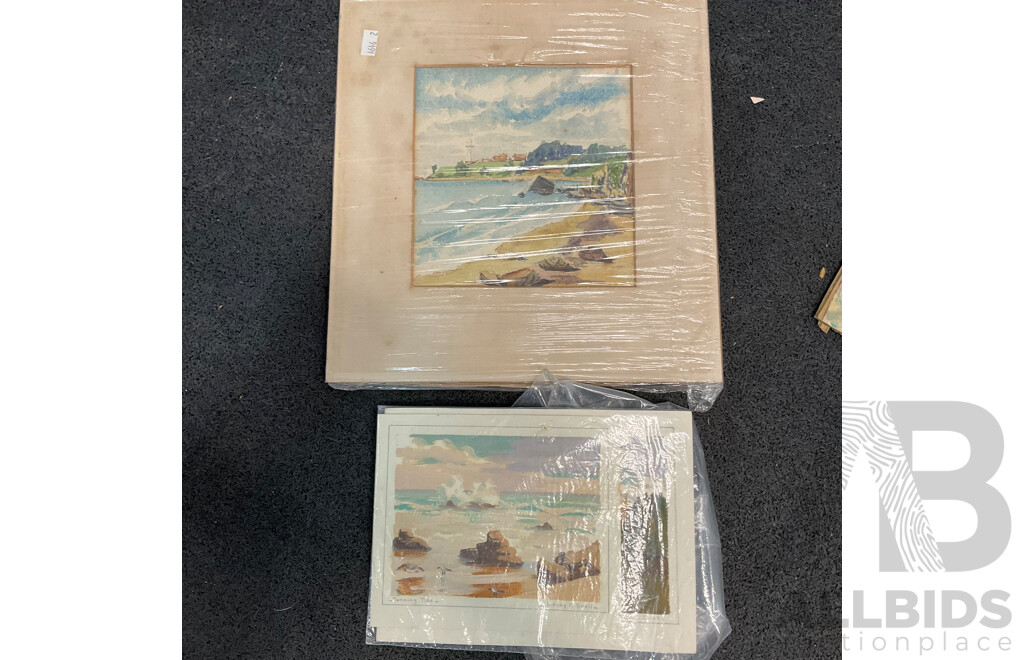 Assorted Vintage Pencil and Ink Sketches, Landscape Watercolour Paintings and Other