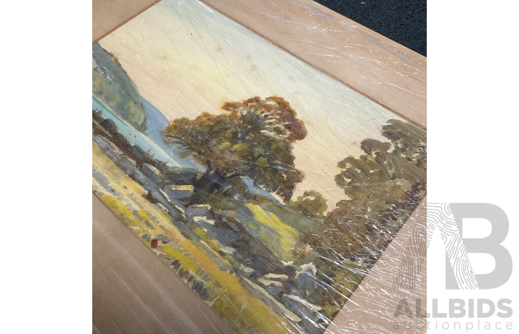 Assorted Vintage Pencil and Ink Sketches, Landscape Watercolour Paintings and Other
