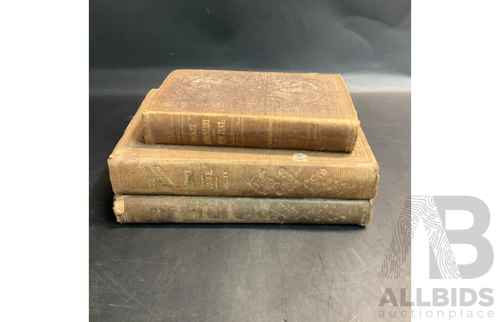 Three Antique 1850s Collection - New Testament Packet Commentary, Outline Lectures Vol. 1, Vol. 2