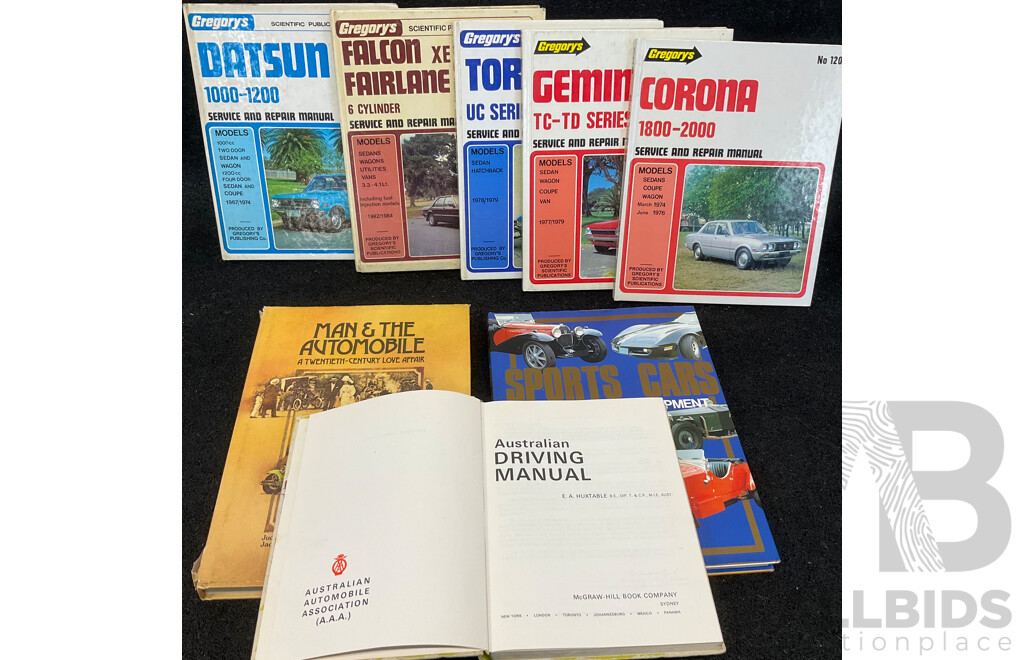 Collection of Vintage Automotive Books and Australian Driving Manual