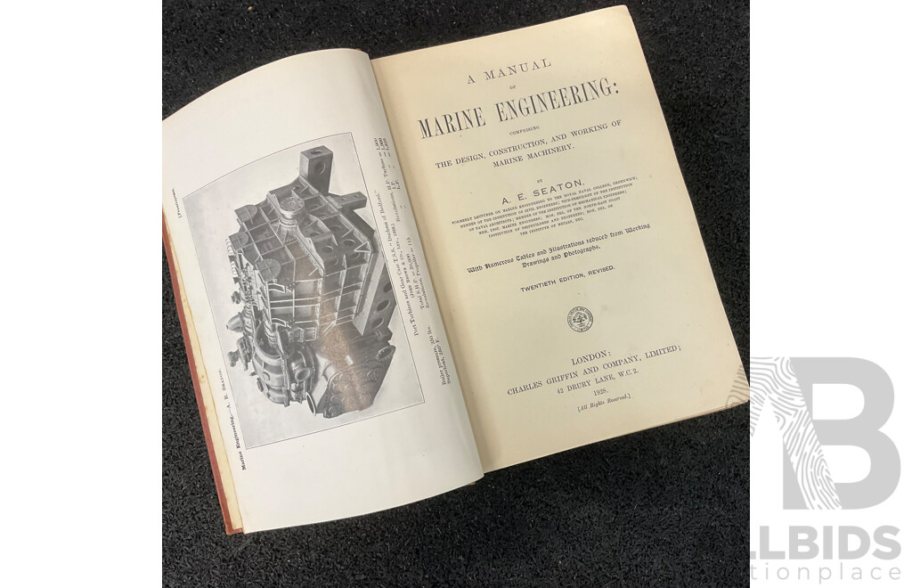 Collection of Vintage Technical Books, Including Marine Engineering, Earonautics and Aviation