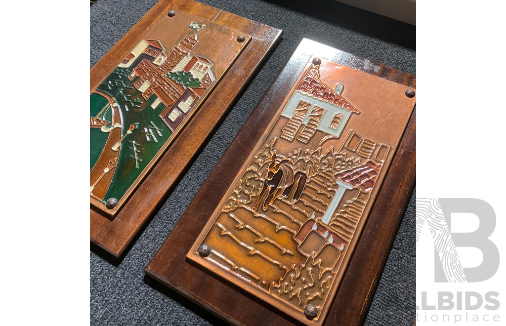 Assorted Framed Vintage Prints and Metal Wall Plaques - Lot of 9