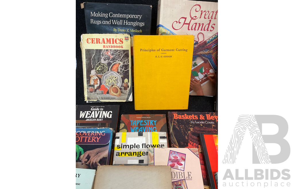 Collection of Vintage Crafts Books Focused on Sewing, Knitting, Ceramics, Weaving and Others