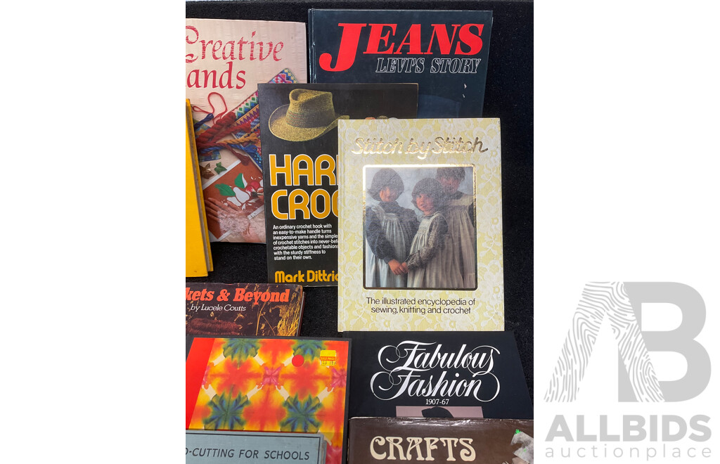 Collection of Vintage Crafts Books Focused on Sewing, Knitting, Ceramics, Weaving and Others