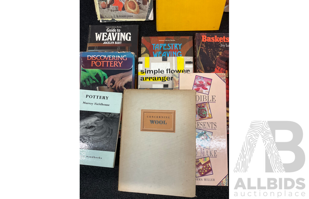Collection of Vintage Crafts Books Focused on Sewing, Knitting, Ceramics, Weaving and Others