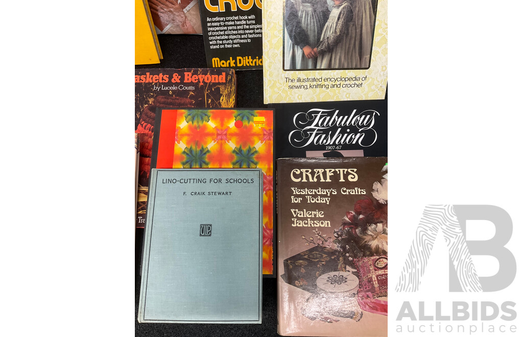 Collection of Vintage Crafts Books Focused on Sewing, Knitting, Ceramics, Weaving and Others