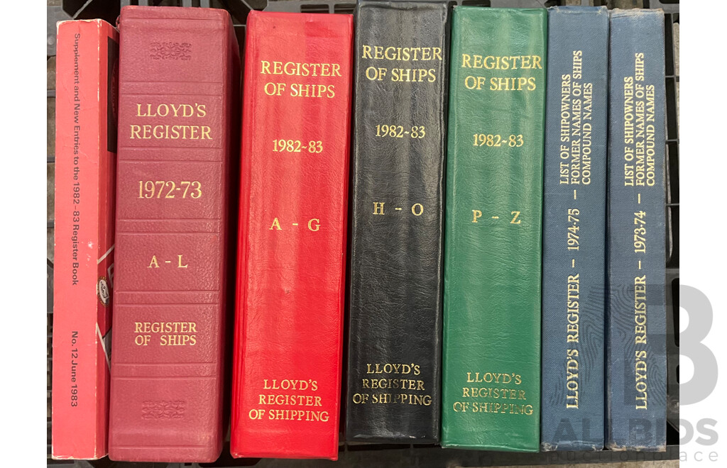 Collection of Vintage Lloyd's Register of Ships From 1972-73, 1974-74, 1982-83
