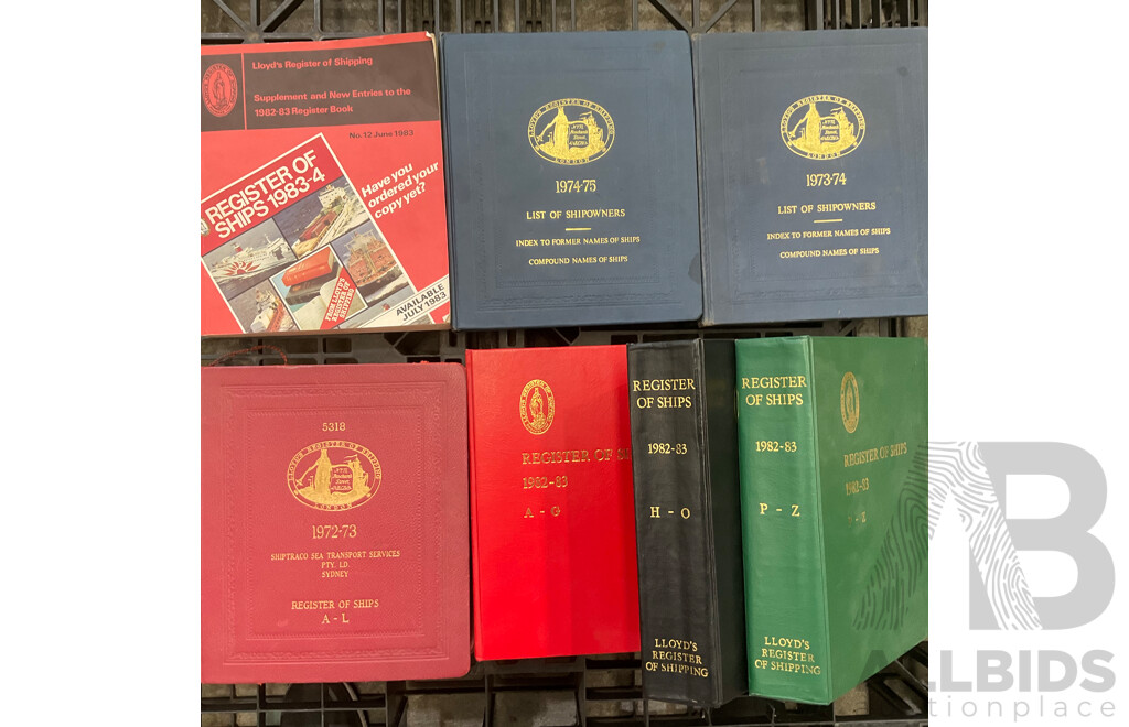 Collection of Vintage Lloyd's Register of Ships From 1972-73, 1974-74, 1982-83