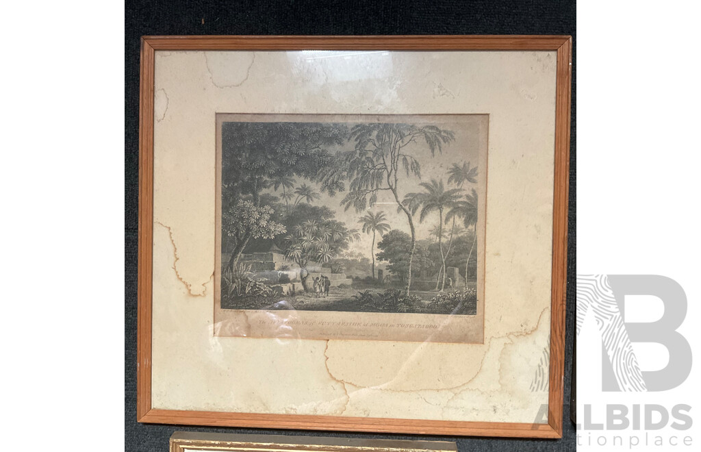 Assorted Vintage Chromolithographs and Two Artworks by Jack Montgomery ''Jerilderie Building'' and ''Brick Cottage Bourke NSW''  Mixed Media Watercolour  - Lot of 8