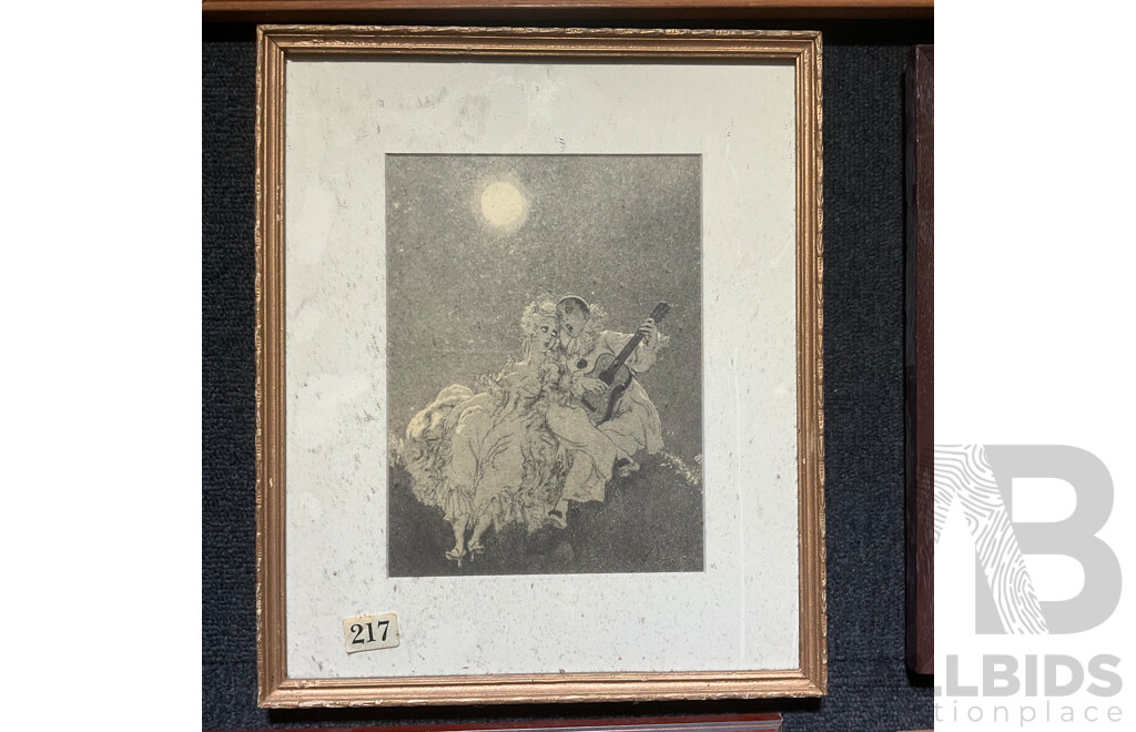 Assorted Vintage Chromolithographs and Two Artworks by Jack Montgomery ''Jerilderie Building'' and ''Brick Cottage Bourke NSW''  Mixed Media Watercolour  - Lot of 8