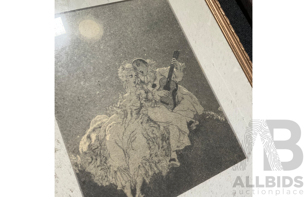 Assorted Vintage Chromolithographs and Two Artworks by Jack Montgomery ''Jerilderie Building'' and ''Brick Cottage Bourke NSW''  Mixed Media Watercolour  - Lot of 8