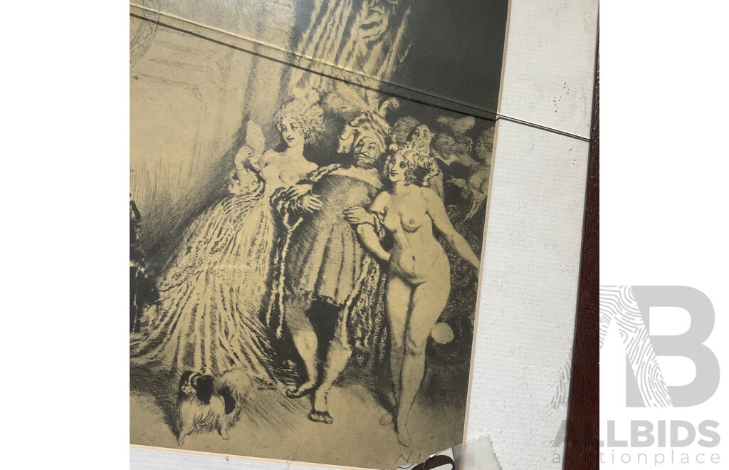 Assorted Vintage Chromolithographs and Two Artworks by Jack Montgomery ''Jerilderie Building'' and ''Brick Cottage Bourke NSW''  Mixed Media Watercolour  - Lot of 8