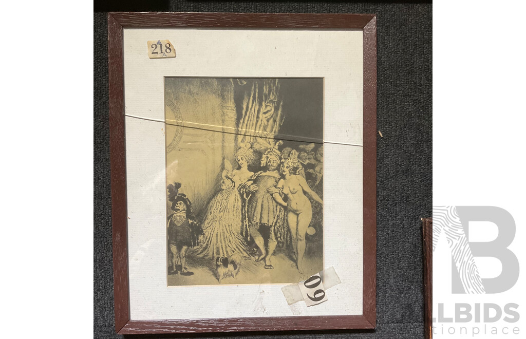 Assorted Vintage Chromolithographs and Two Artworks by Jack Montgomery ''Jerilderie Building'' and ''Brick Cottage Bourke NSW''  Mixed Media Watercolour  - Lot of 8