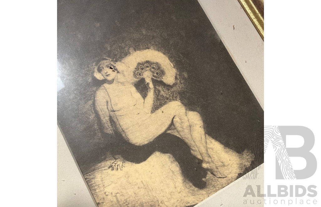 Assorted Vintage Chromolithographs and Two Artworks by Jack Montgomery ''Jerilderie Building'' and ''Brick Cottage Bourke NSW''  Mixed Media Watercolour  - Lot of 8