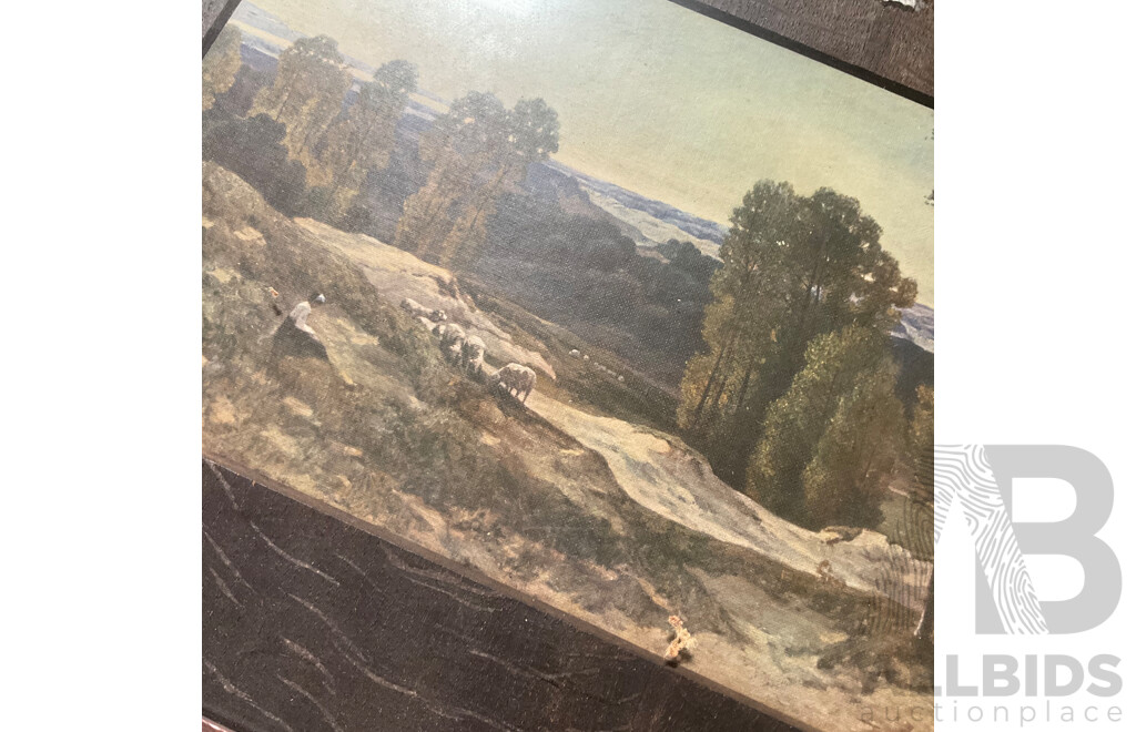 Assorted Vintage Chromolithographs and Two Artworks by Jack Montgomery ''Jerilderie Building'' and ''Brick Cottage Bourke NSW''  Mixed Media Watercolour  - Lot of 8