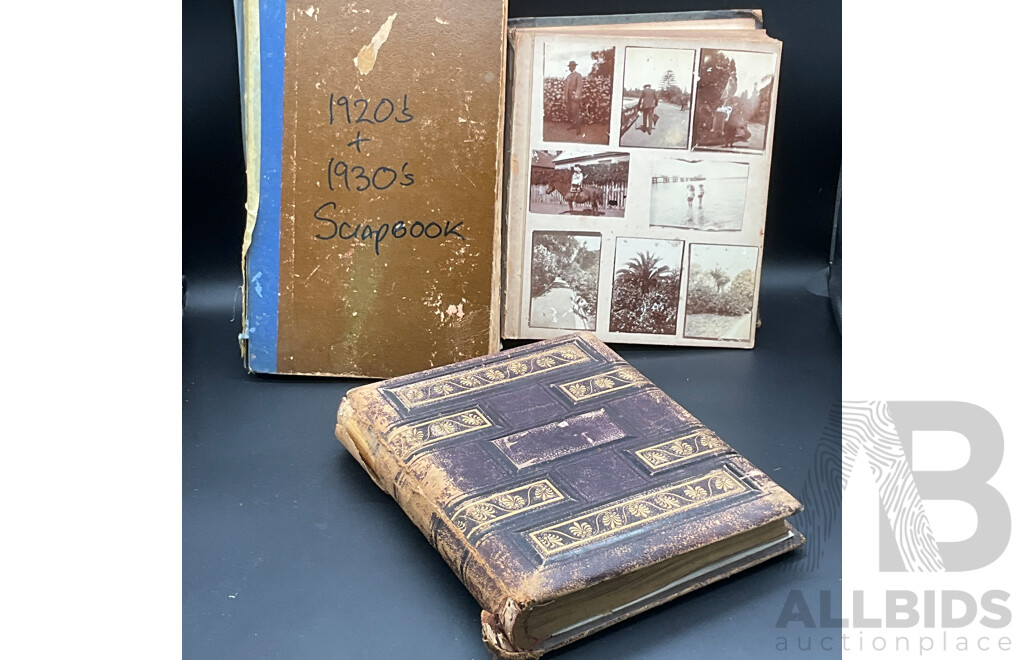 Collection of Vintage Books, Including Photo Album, Scrapbook and Botanical Album