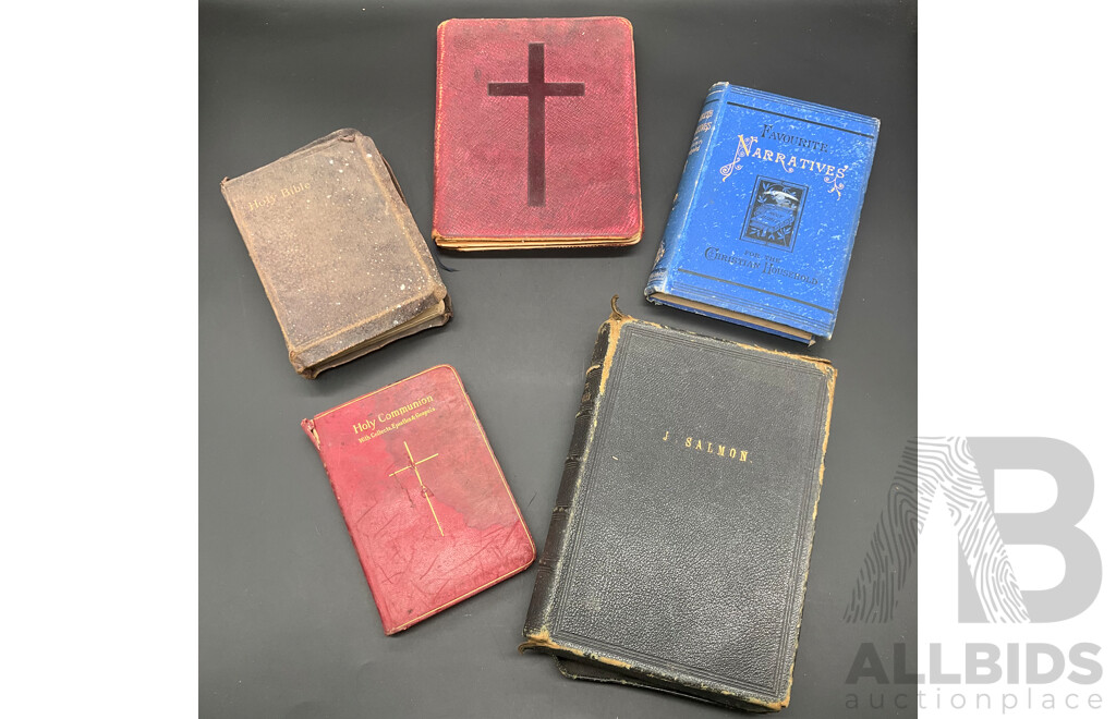 Collection of Vintage Christian Religious Books, Including Several Editions of The Holy Bible and Book of Common Prayer