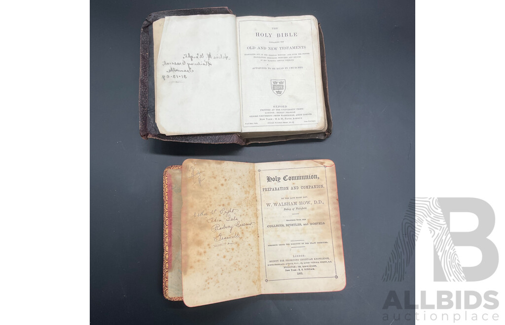 Collection of Vintage Christian Religious Books, Including Several Editions of The Holy Bible and Book of Common Prayer