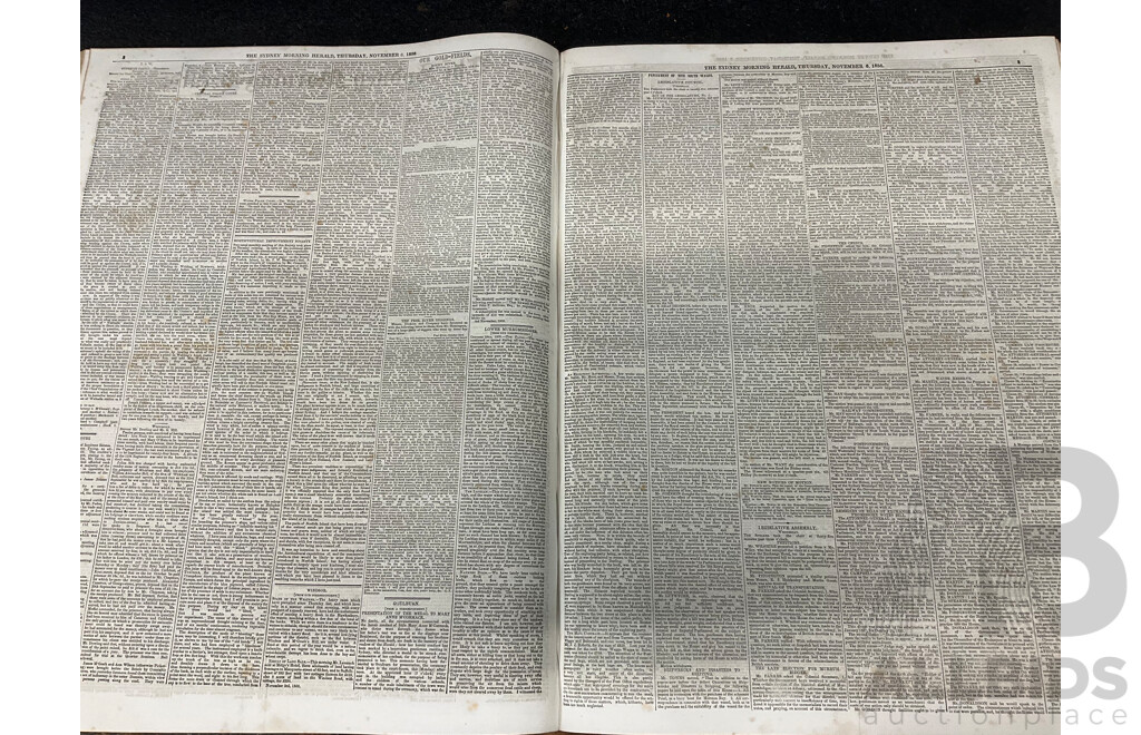Antique Bound Volume of the Sydney Morning Herald, September - December, 1856