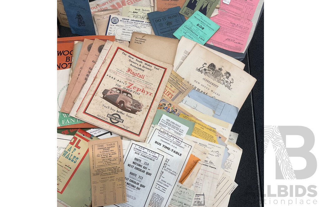Collection of Vintage Ephemera and Personal Memorabilia, Including Postcards, Letters, Maps, Utility Bills, Bus Timetables, Newspapers, Magazines, Manuals, Photos and More