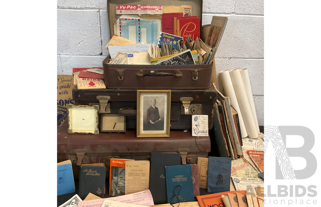 Collection of Vintage Ephemera and Personal Memorabilia, Including Postcards, Letters, Maps, Utility Bills, Bus Timetables, Newspapers, Magazines, Manuals, Photos and More