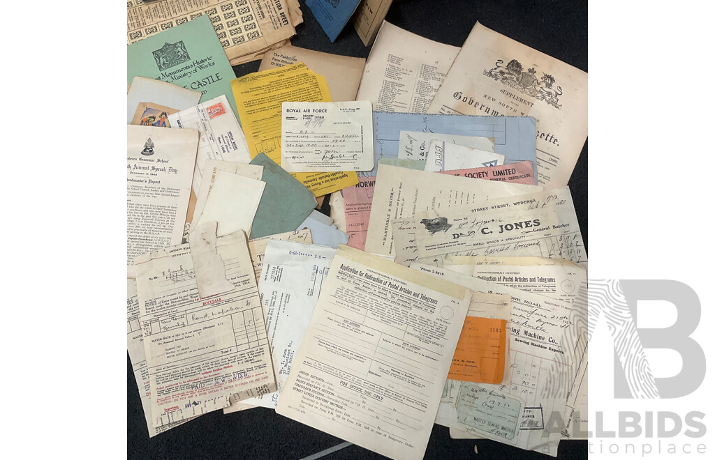 Collection of Vintage Ephemera and Personal Memorabilia, Including Postcards, Letters, Maps, Utility Bills, Bus Timetables, Newspapers, Magazines, Manuals, Photos and More