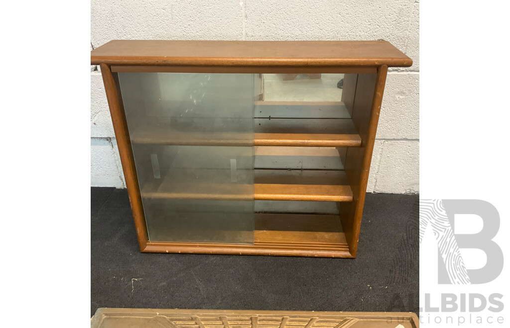 Collection of Vintage Household Items, Including Wall Plaque ''The Last Supper'', Wooden Tray, Walking Cane, Wooden Display Cabinet and Silver Plated Cutlery