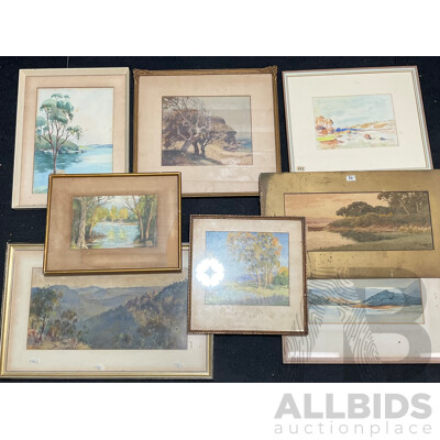 Variety of Vintage Landscape Paintings, Including T.Ansteel, Carlyle Jackson, Will Martin, Robert Johnson, H. Tebbitt and Others - Lot of 8