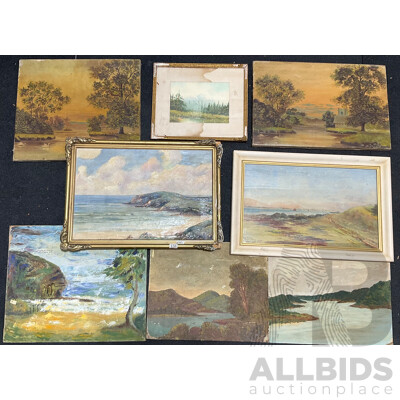 Variety of Vintage Landscape Paintings, Including E.C. Smith, ''Cario Bay'' and Others - Lot of 8