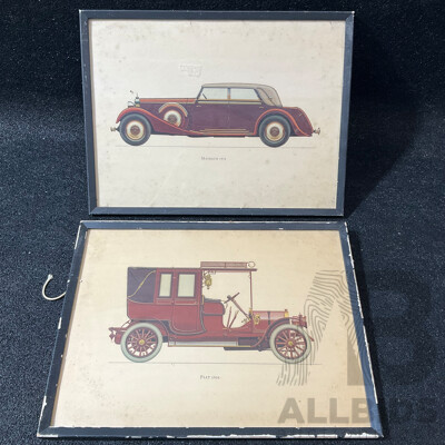 The Ariel Press Collection Vintage Prints, Including Fiat 1906 and Maybach 1936 31 X 42 Cm (frame) - Lot of 2