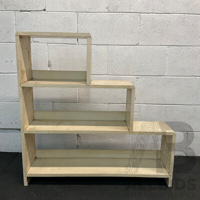 Mid Century White Painted Step Side Open Shelf
