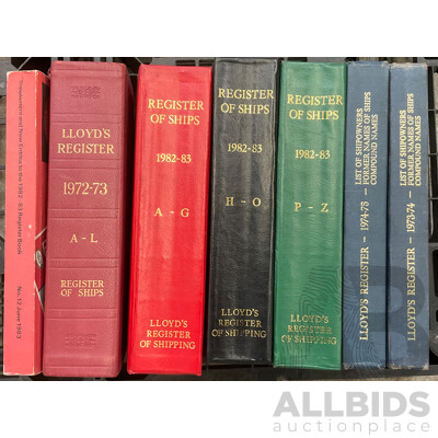 Collection of Vintage Lloyd's Register of Ships From 1972-73, 1974-74, 1982-83