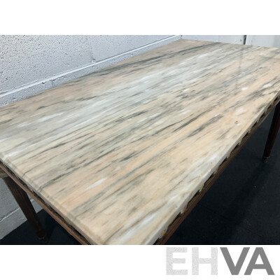 Louis XVI Style Walnut Coffee Table with Onyx Top