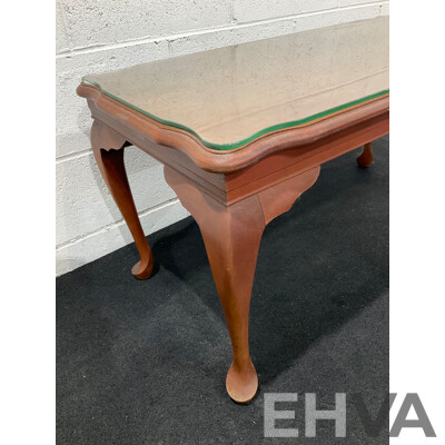 Queen Anne Style Mahogany Coffee or Side Table with Glass Top