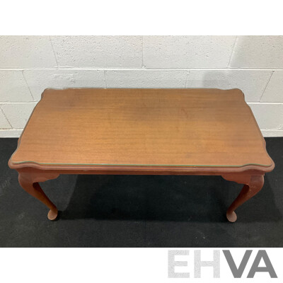 Queen Anne Style Mahogany Coffee or Side Table with Glass Top