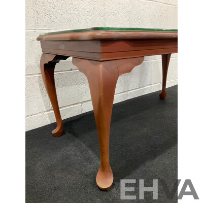 Queen Anne Style Mahogany Coffee or Side Table with Glass Top