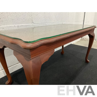 Queen Anne Style Mahogany Coffee or Side Table with Glass Top