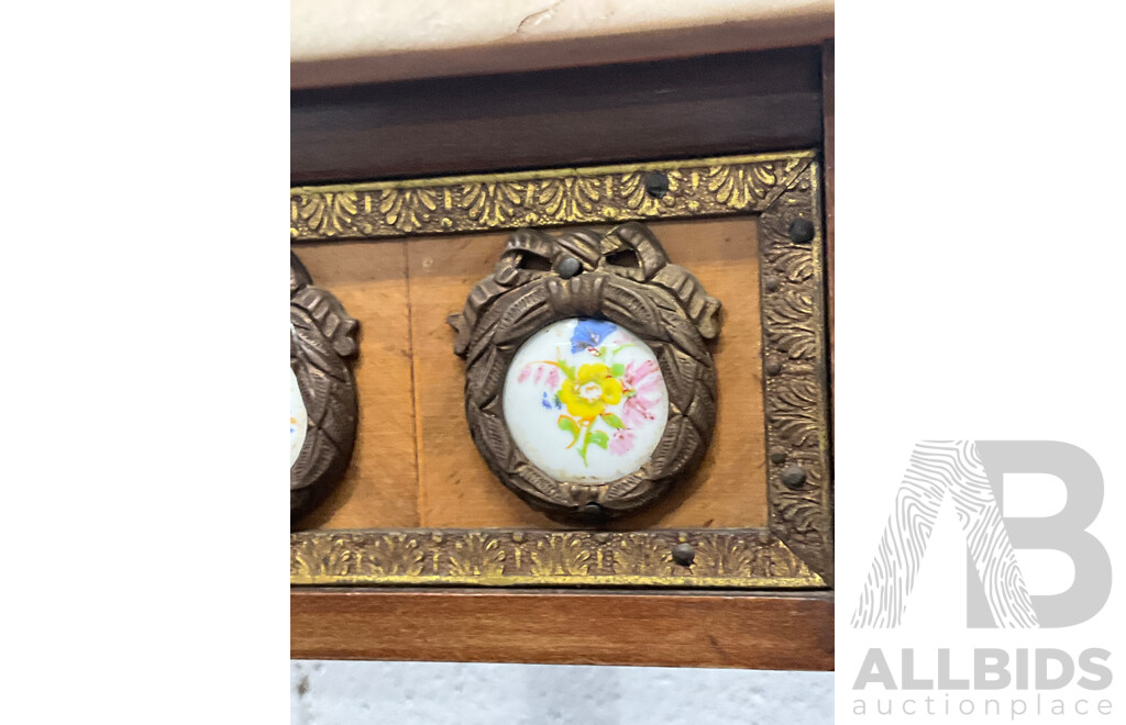 Louis XVI Style Walnut Coffee Table with Onyx Top