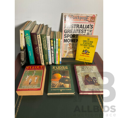 Collection of Vintage & Modern Cricket and Sports Books - Lot of 16