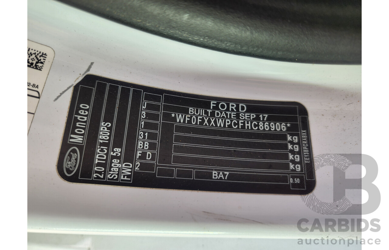 11/2017 Ford Mondeo Ambiente TDCi MD 4d Wagon White 2.0L