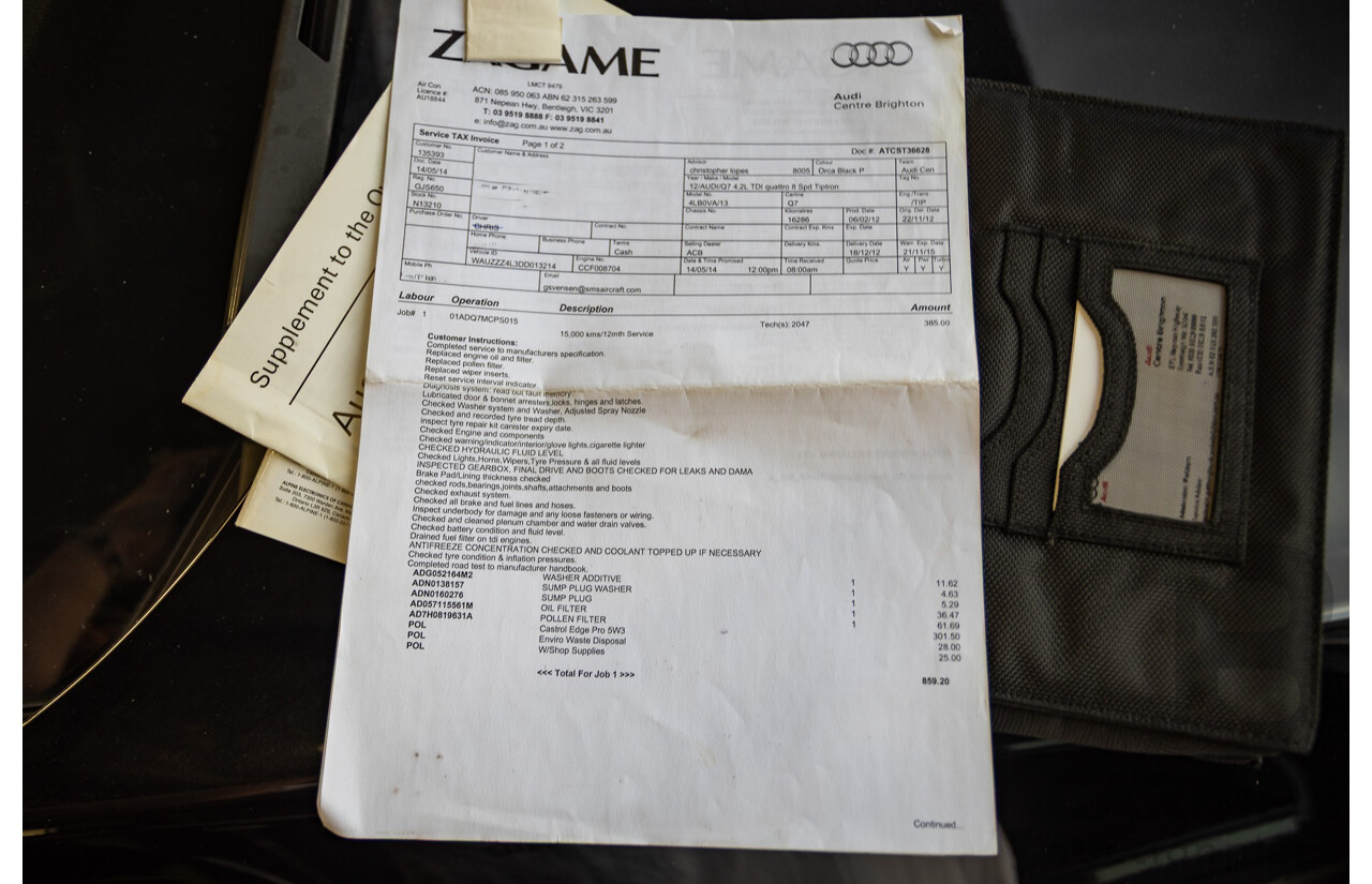 11/2012 Audi Q7 4.2 TDI Quattro (AWD) MY12 4D Wagon Black Twin Turbo 4.1L V8