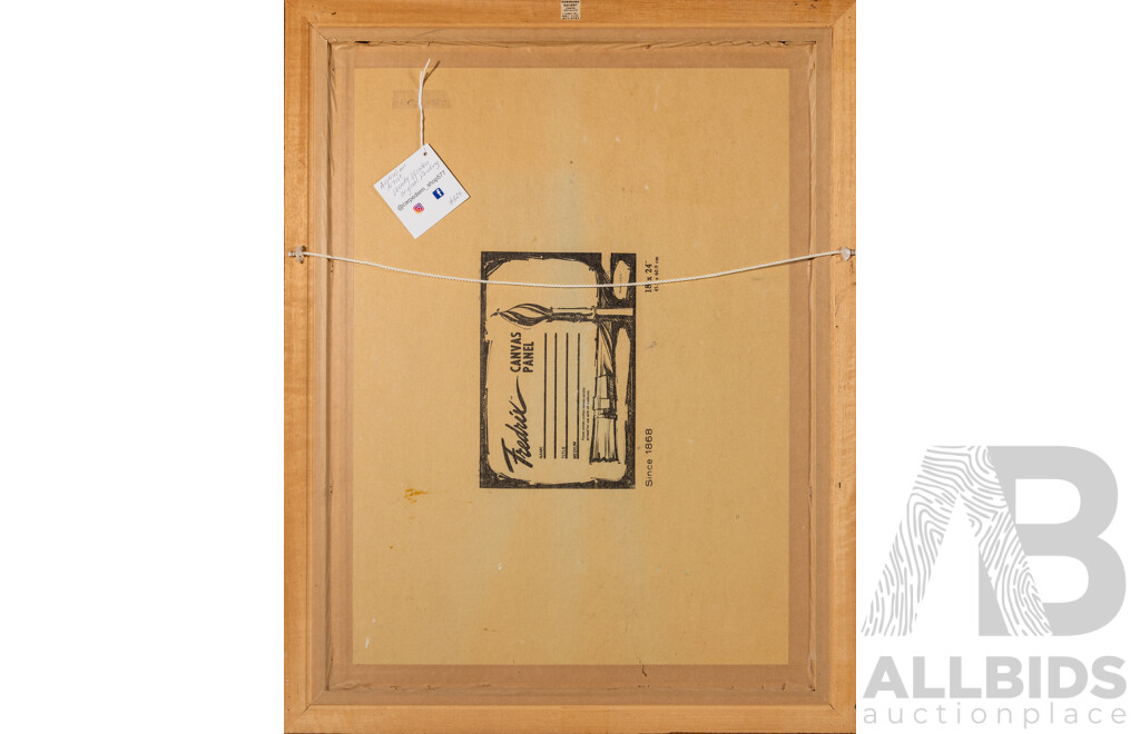 Wendy Wooden (20th Century, Australian), Collecting Daisies (1984),  Wonderful Original Acylic and Oil on Canvas, 70 x 54 cm (frame)