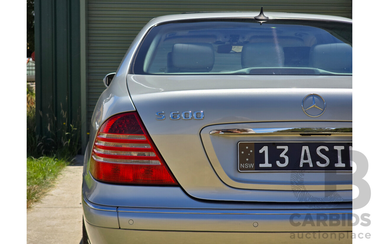 8/2005 Mercedes Benz S600L W220 MY05 4d Sedan Brilliant Silver Metallic Twin Turbo V12 5.5L