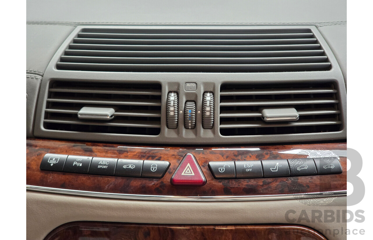 8/2005 Mercedes Benz S600L W220 MY05 4d Sedan Brilliant Silver Metallic Twin Turbo V12 5.5L