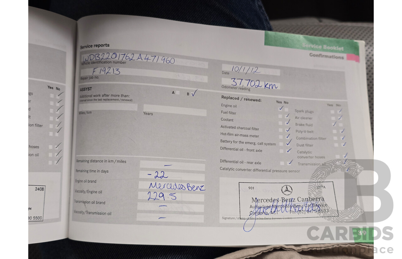 8/2005 Mercedes Benz S600L W220 MY05 4d Sedan Brilliant Silver Metallic Twin Turbo V12 5.5L