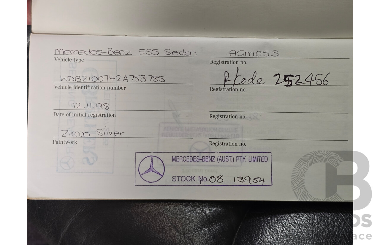 10/1998 Mercedes Benz E55 AMG W210 4d Sedan Brilliant Silver Metallic V8 5.4L