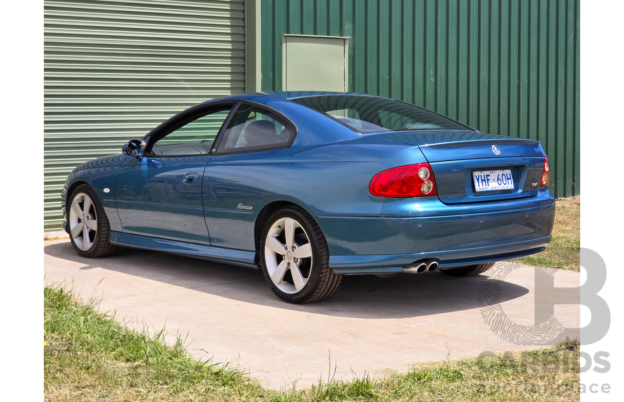 9/2003 Holden Monaro CV8 V2 Series III 2d Coupe Barbados Metallic Blue V8 5.7L