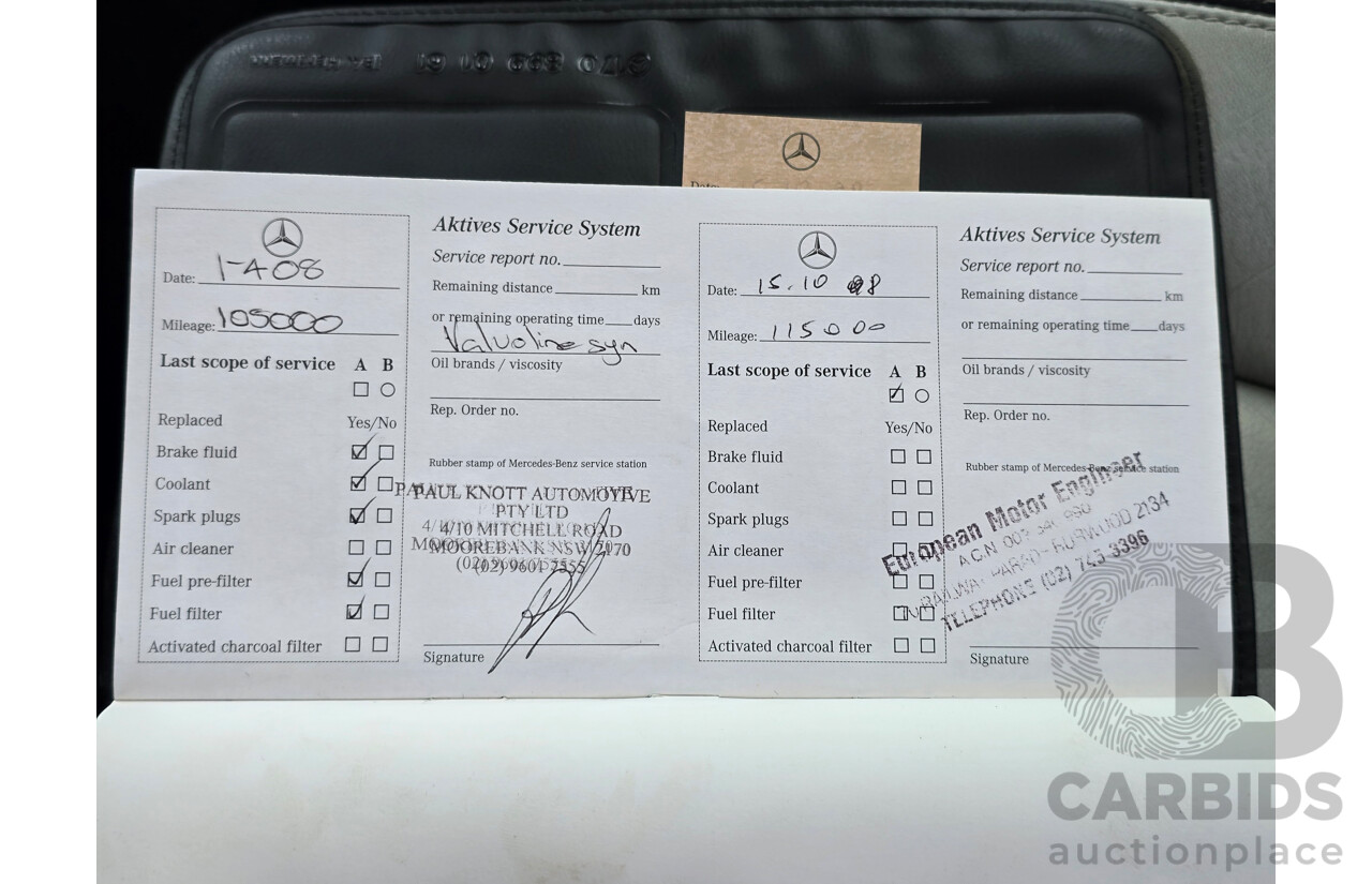 7/1998 Mercedes Benz C43 AMG W202 4d Saloon Zircon Silver Metallic V8 4.3L