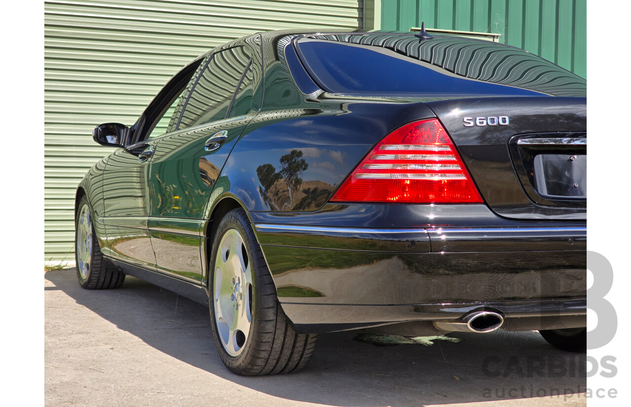 4/2003 Mercedes Benz S600L W220 4d Sedan Obsidian Black Metallic Twin Turbo V12 5.5L