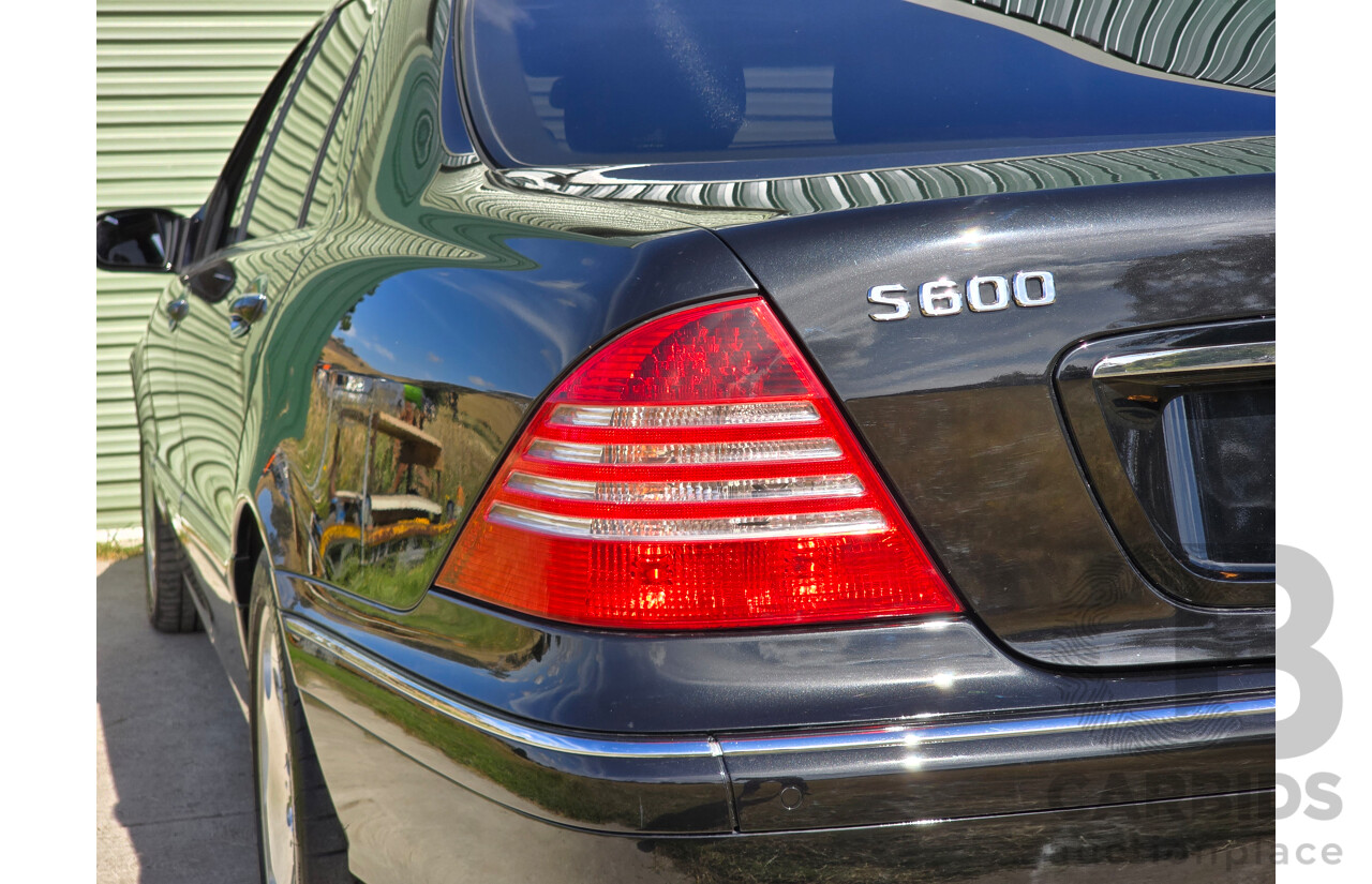4/2003 Mercedes Benz S600L W220 4d Sedan Obsidian Black Metallic Twin Turbo V12 5.5L